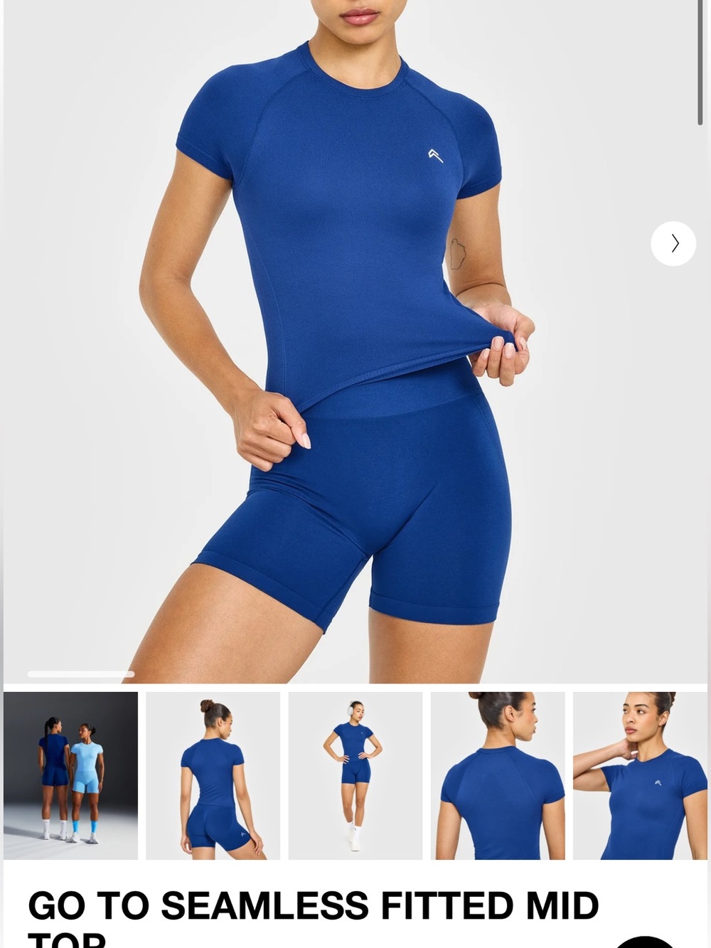 Seamless Fitted Mid vintage navy Short Sleeve Top